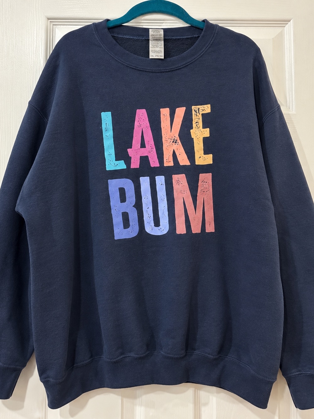 Lake Bum Graphic Crewneck Sweater - Navy, XXL